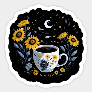 Coffee and Sunflowers Sticker